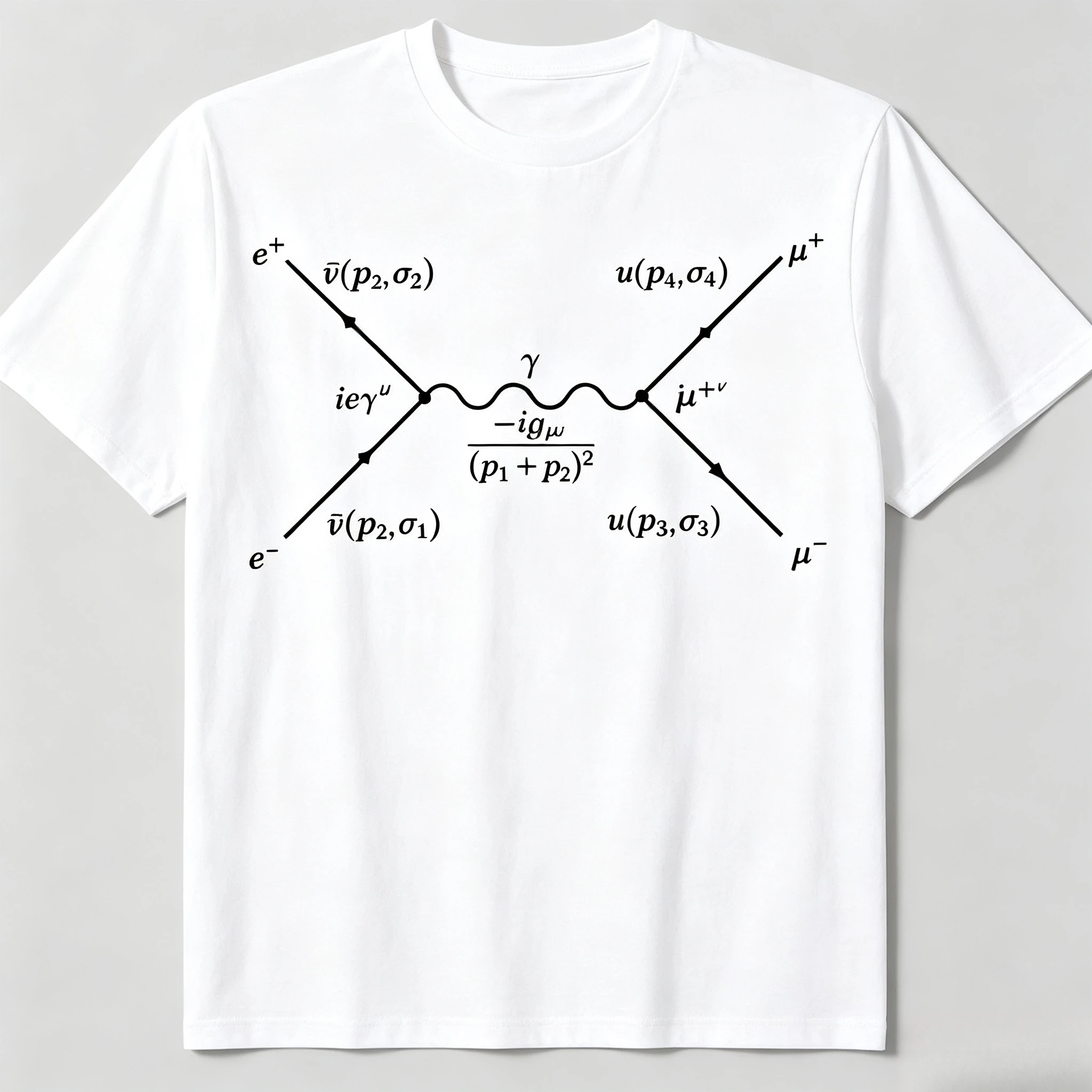 Men'S T-Shirt Made of Feynman Diagram Design Electron-Positron Annihilation Graph Black Casual Short Sleeve Shirt for Adults