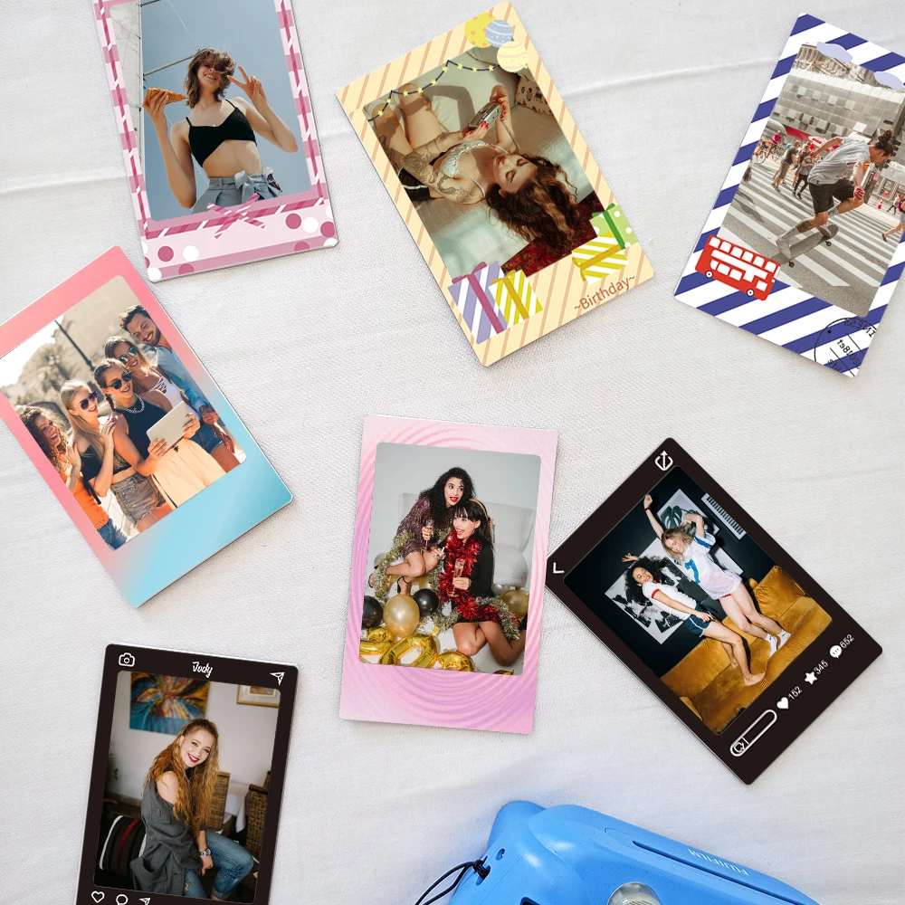 10 Sheets 2-in-1 Instax Mini Photo Stickers | PET Border Frame & Cute Decals for Fujifilm 3