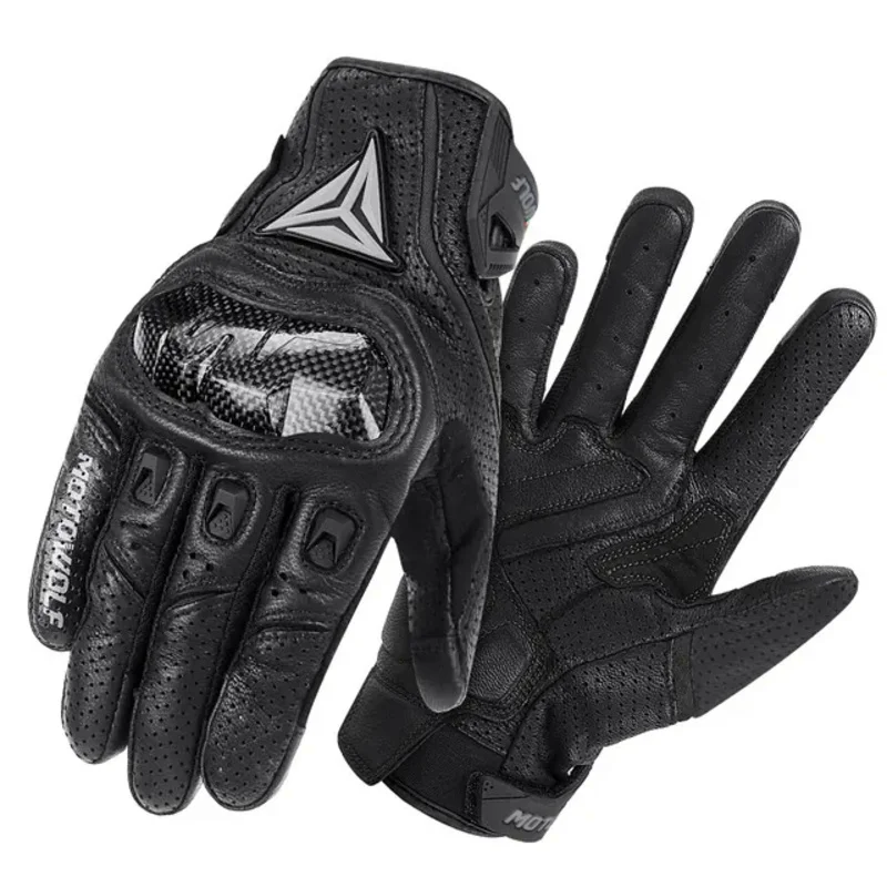 Motorrace Handschoenen Heren Lederen Handschoen Zomer Ademende Motor Guantes Moto Moto Cross Cycling Offroad Handschoenen Beschermend