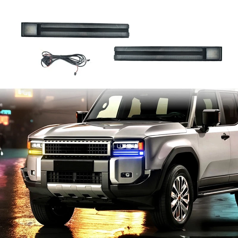 

A33K-LED дневные ходовые огни для Toyota Prado LC250 Land Cruiser 250 2024 2025 противотуманные фары белые DRL Янтарные указатели поворота