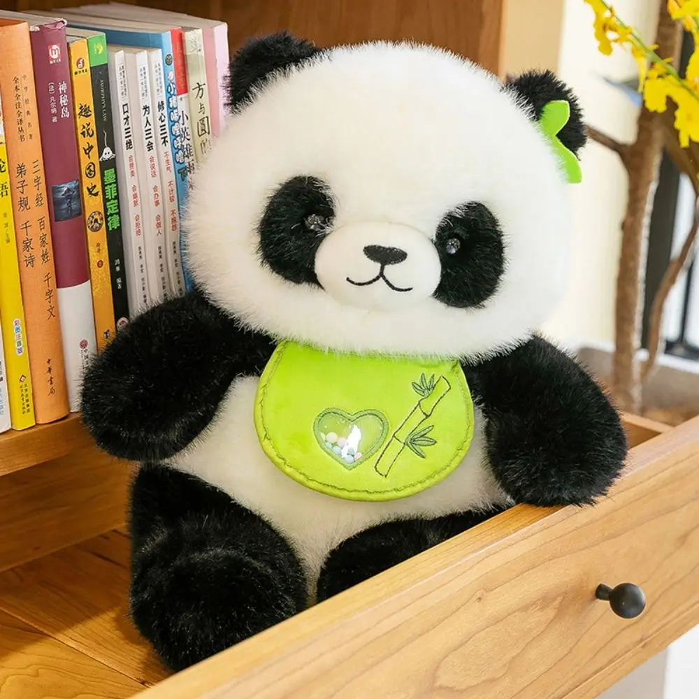 PP-Baumwoll-Bambus-Lätzchen, Panda-Plüschpuppe, 24/35 cm, mit Plüschball, Simulation, Panda-Plüschtier, flauschig, bequem