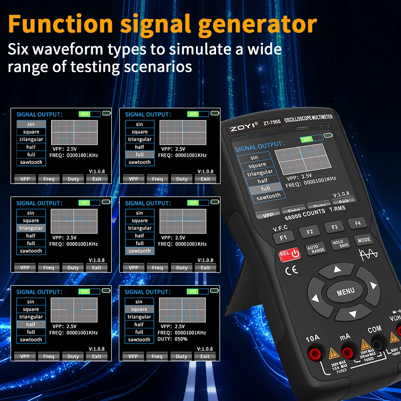 Auto-Oszilloskop-Multimeter ZOYI ZT-706S 3-in-1 True RMS Digitalmultimeter mit Signalgenerator für Fahrzeugreparatur – Detail 4