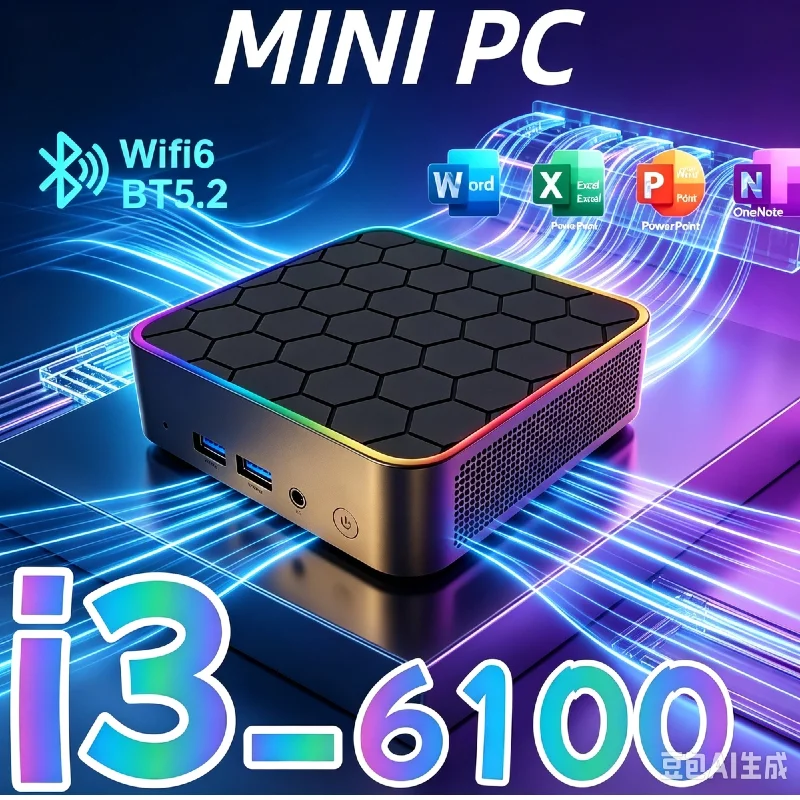 Compact Intel Core i3-6100 Mini PC, 16GB RAM, 1/2TB NVMe SSD, WiFi6, BT5.2, 4K Ultra HD, Desktop for Office, Gaming & Study