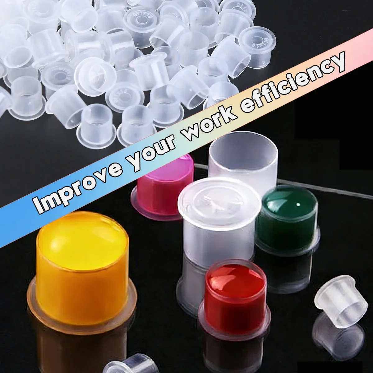 

1000/500/100pcs Plastic Tattoo Ink Cups Caps 17mm 14mm 11mm Clear self standing Ink Caps Tattoo Pigment Cups Supply for ink