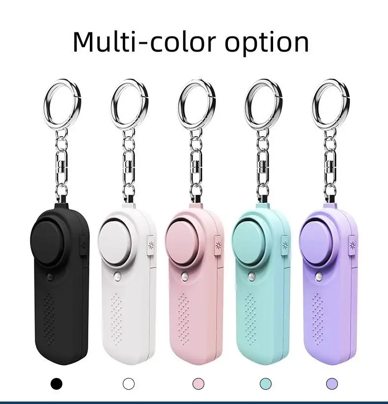 ポケットセキュリティ護身用サウンドパーソナルアラームレビュー、懐中電灯付きカスタムキーホルダーパーソナルアラーム