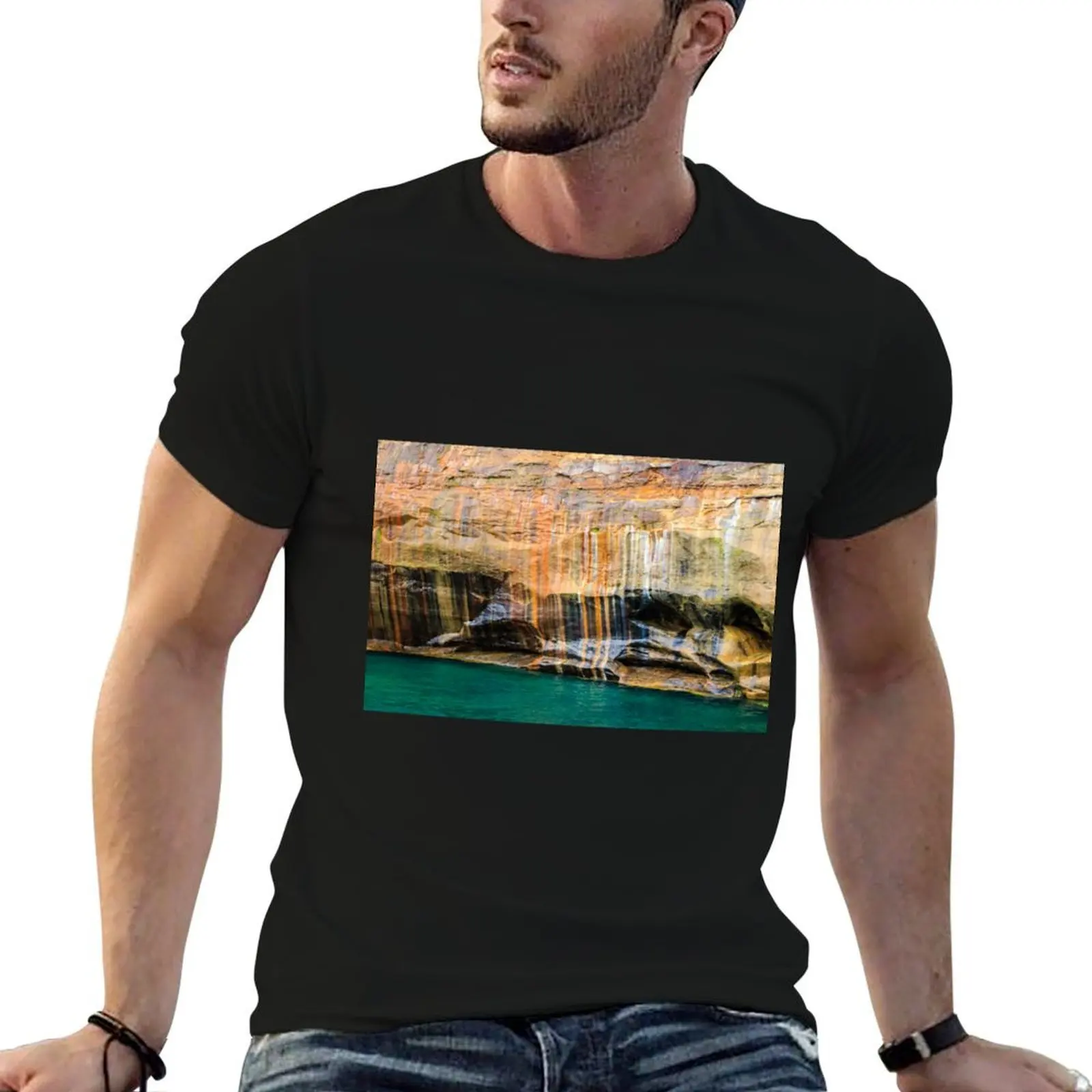 man Lakeshore T-Shirt man for t Rocks National t anime Seeps Mineral Pictured at shirts shirt luxury
