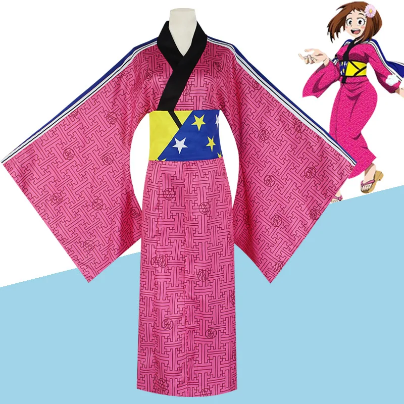 Women Japanese Traditional Yukata Kimono with Obi Anime Cosplay Costumes Photoshooting Performing Dance Dress