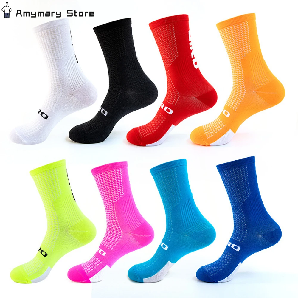 

Men's Women's Mid-calf Athletic Cycling Socks Nylon Spandex Elastic Fabric Comfortable and Breathable Basketball Badminton Socks