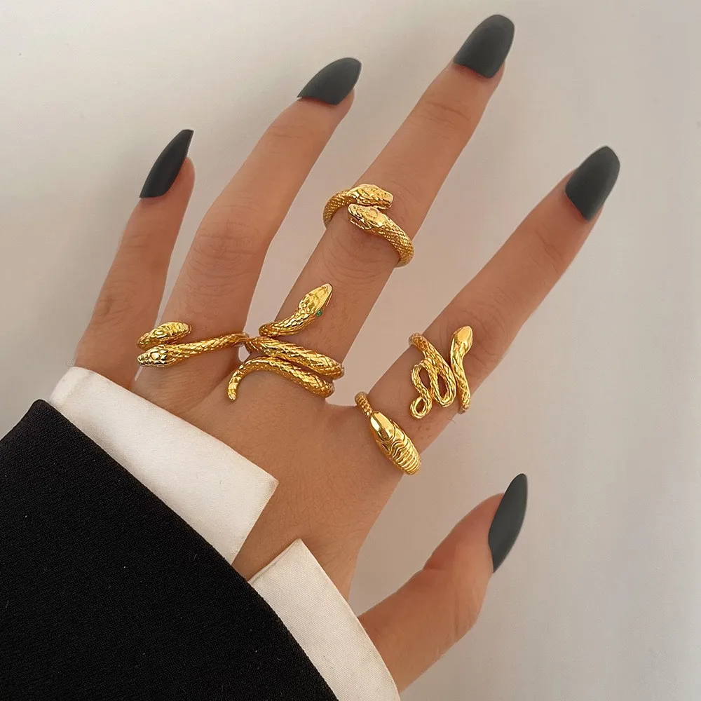 Vintage Korean Gold Silver Color Pearl Rings Set Jewelry For  Girls Butterfly Hollow Heart  Ring For Women Accessories