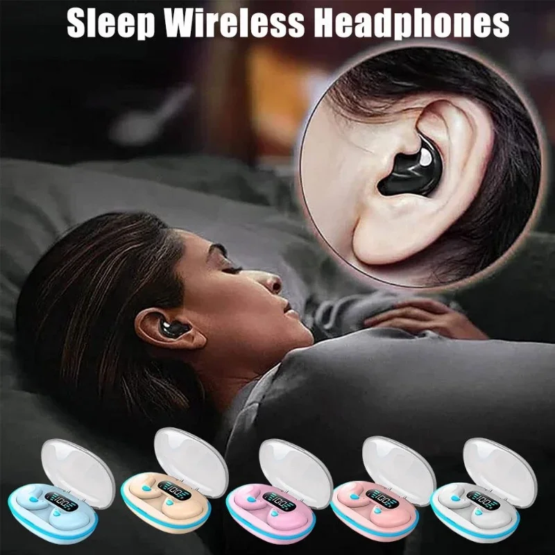 X55 Schlafende Ohrhörer, kabellose Mini-Kopfhörer für die Arbeit, TWS, Bluetooth-Kopfhörer, Stereo, versteckte Headsets mit Mikrofon, HD-Anruf, wasserdicht