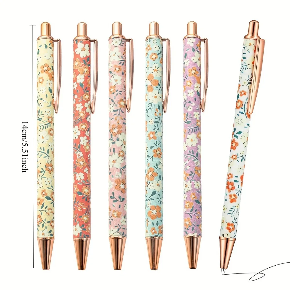 الأزهار الفن أقلام حبر جاف 1.0 مللي متر المألوف قابل للسحب الكرة القلم الأسود شخصية القلم مناسبة للمعلمين الطلاب الهدايا