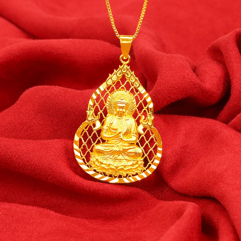 

Unisex 24K Gold (AU999) Avalokiteshvara Peace-Bringing Pendant | 3D hammered texture with scripture, cultural for travels