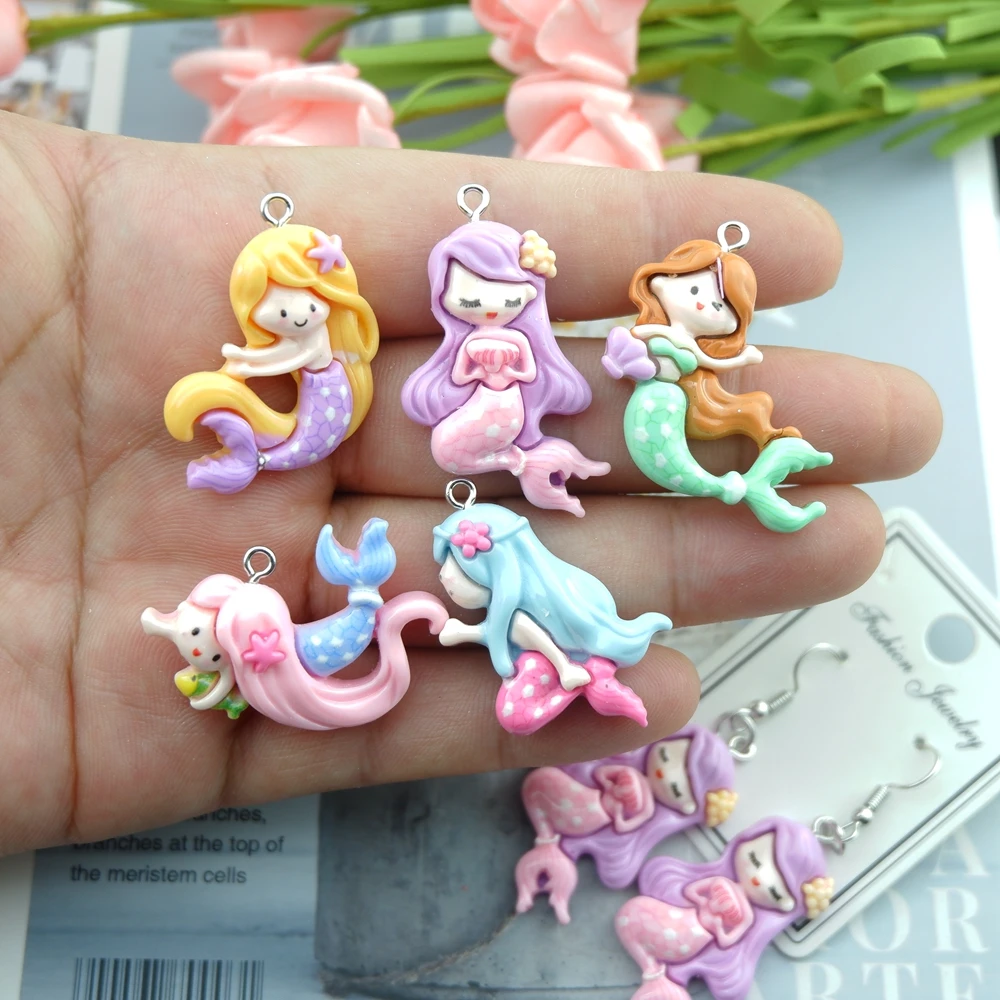 Kawaii Mermaid Charms for Jewelry Making Diy Earring Bracelet Pendant Accessories Findings Wholesale Bulk