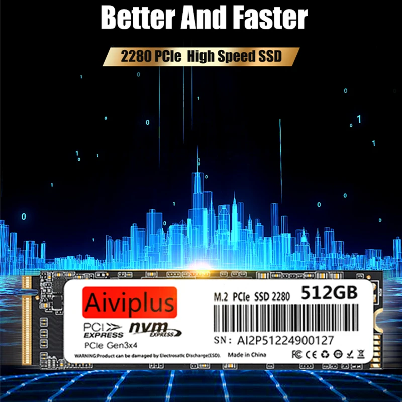 Aiviplus SSD NVMe M2 128GB 256GB 512GB 1TB 2TB Ssd 2280 M.2 PCIe 3.0 Disk Solid State Drives NVME for Notebook Desktop