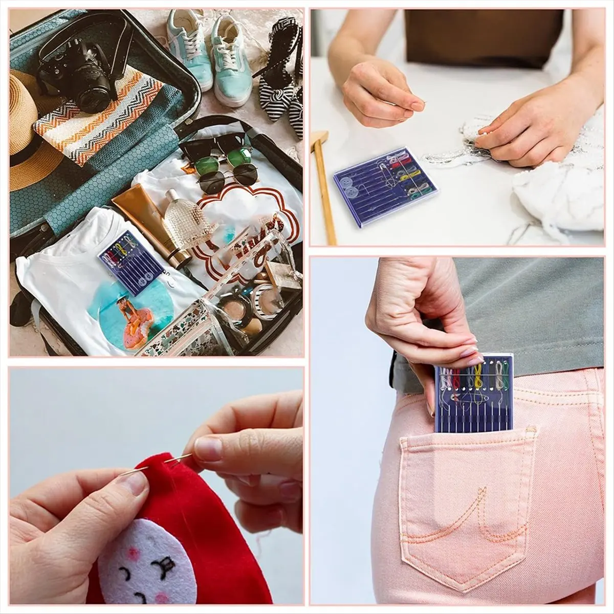 *LBER 10 Boxes Mini Sewing Kit, Quick Fix Sewing Kit Small Travel Sewing Kit Pre Threaded Needle Kit with Pin Button
