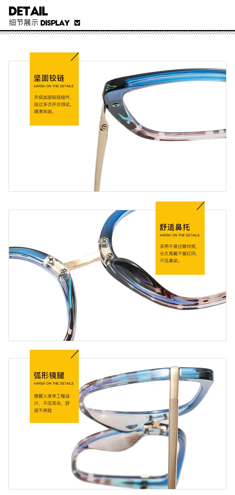 Cat Eye Anti Blue Light Myopia Glasses Classical Optical Glasses Women Metal Temple Customized Brand Design Prescription Glasses