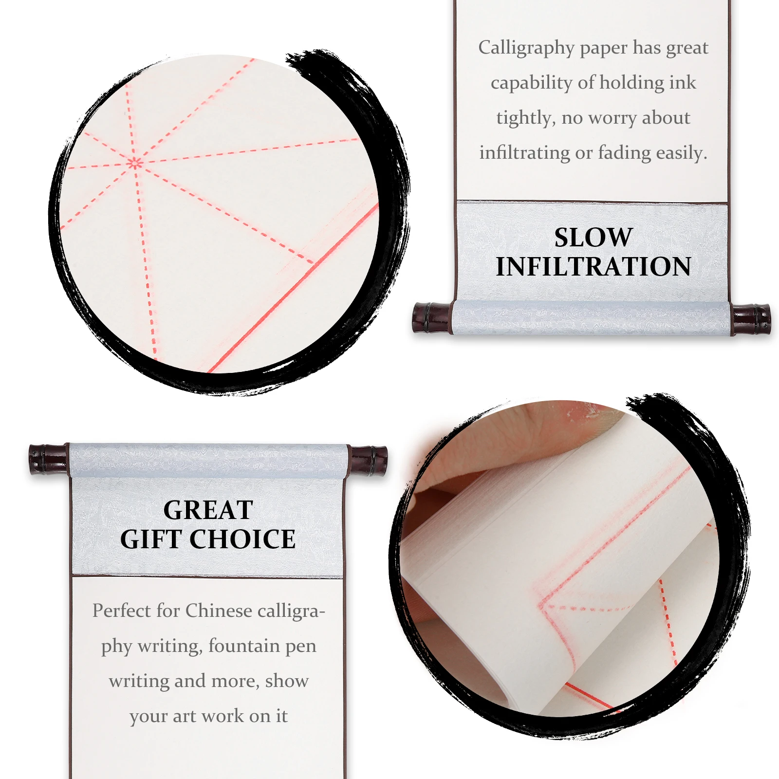 

200 Sheets Zi Chinese Calligraphy Paper Durable Practice Xuan Paper Writing Sheets Ink Proof for Beginners Lovers Art