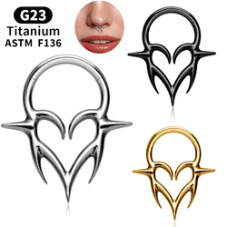 New  G23 Titanium Gold 16G Hinged Segment Septum Piercing Nose Ring Hoop Cartilage Tragus Daith Clicker Earrings Body Jewelry