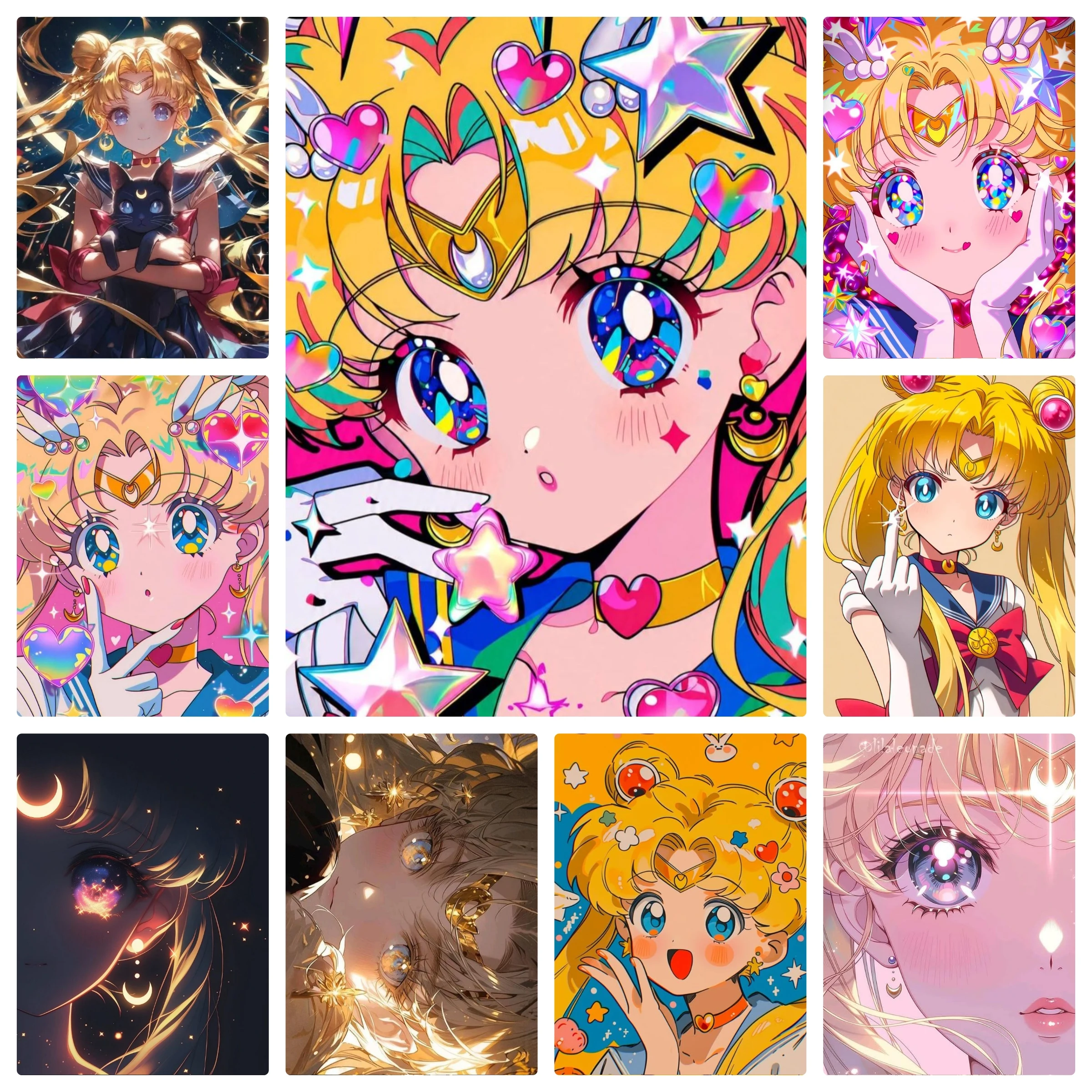 5D DIY Diamant-Malerei-Set Sailor Moon Kunstwerk Anime Voll-Drill Strass-Mosaik Wanddekoration Bastelset Heimdekoration Geschenk