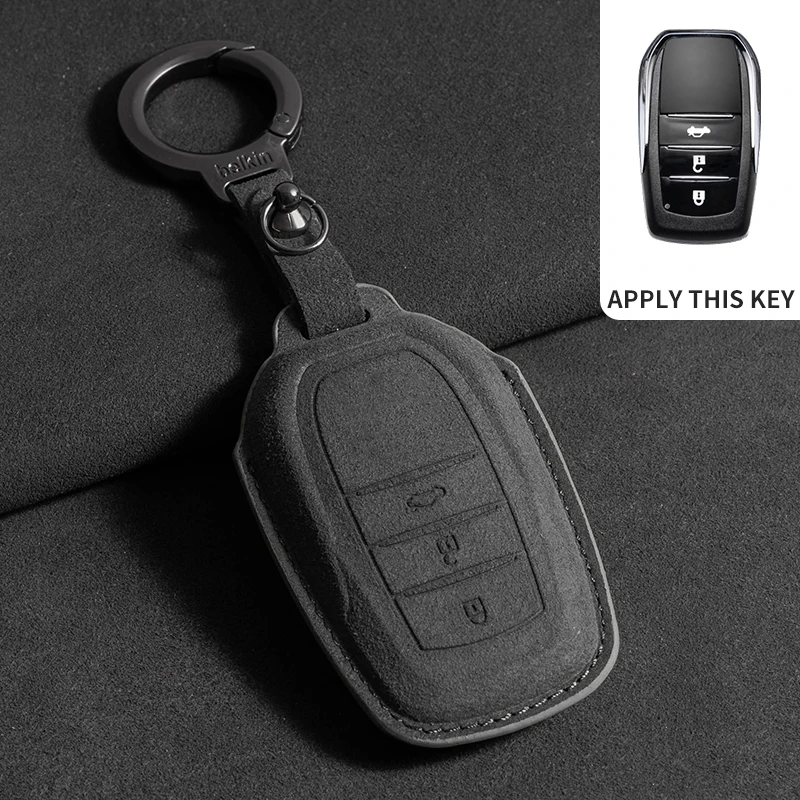 Wildleder Auto Schlüssel etui Abdeckung Shell Schlüssel bund für Toyota Chr Hilux Fortuner Land Prius Cruiser Camry Corolla Crown Rav4 Highlander – Detail 7