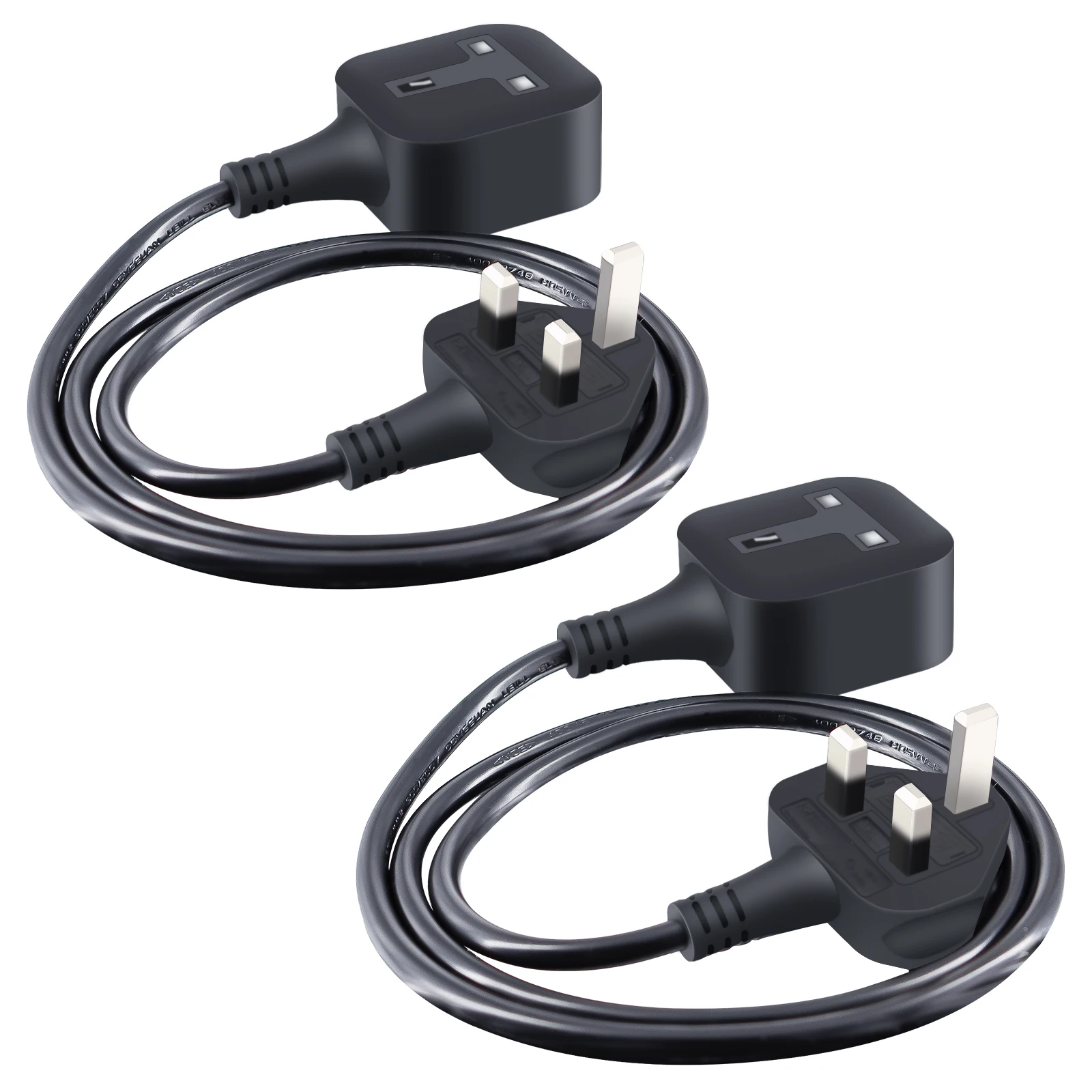 3/5/7m British Standard Extension Lead, UK Power Extension Cord Single Socket 13A 3250W 3PIN Plug for Home PC Black