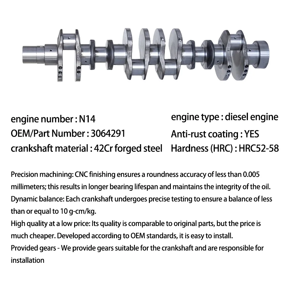Crankshaft for Cummins N14 3064291 3053368 Construction Machinery Parts Engine Spare Parts for Machinery Repair Shops