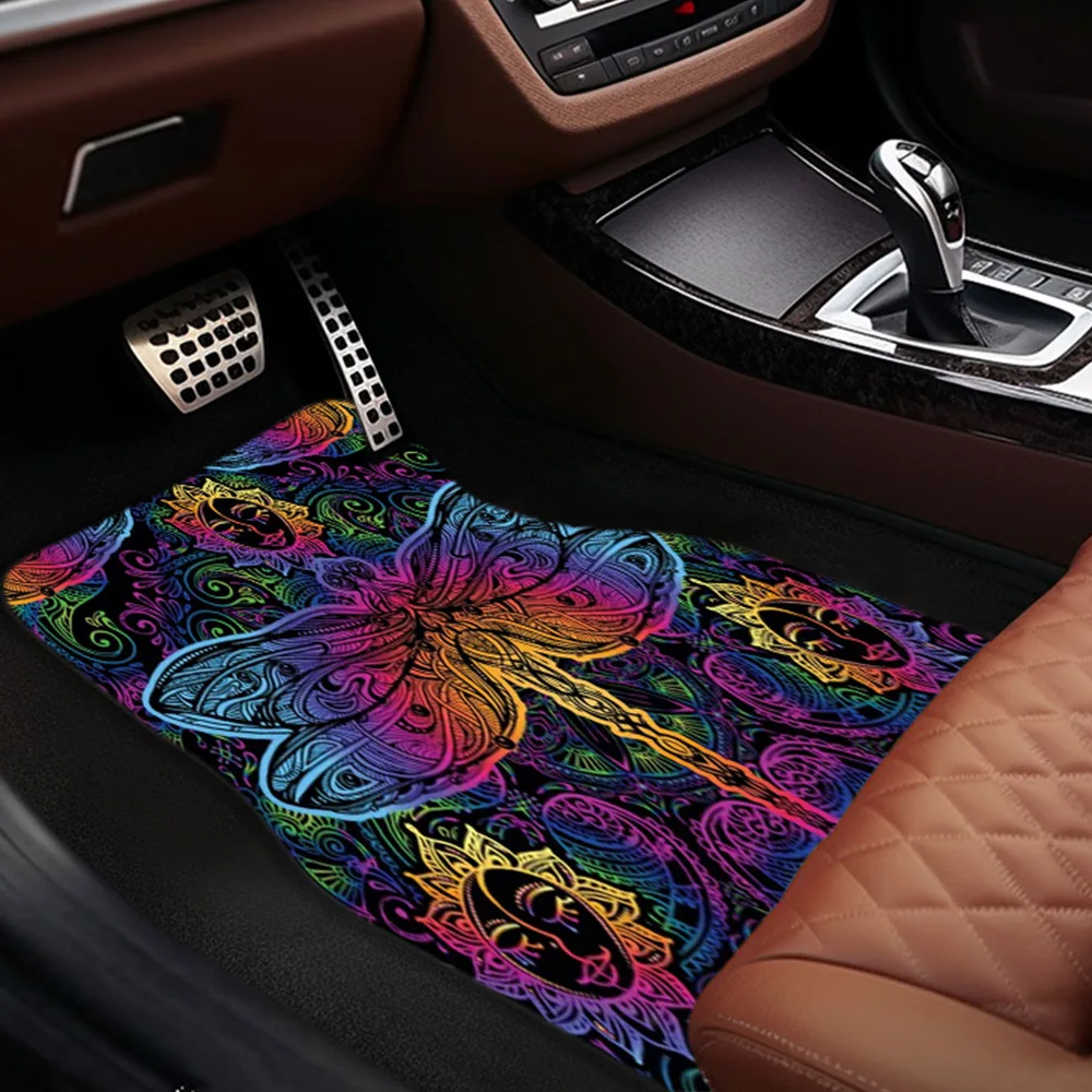 Dragonfly Print Car Seat Floor Mats Front And Rear Seat Floor Mat Dustproof Pad Car Floor Mat Non-slip Decorative Foot Mat Seat
