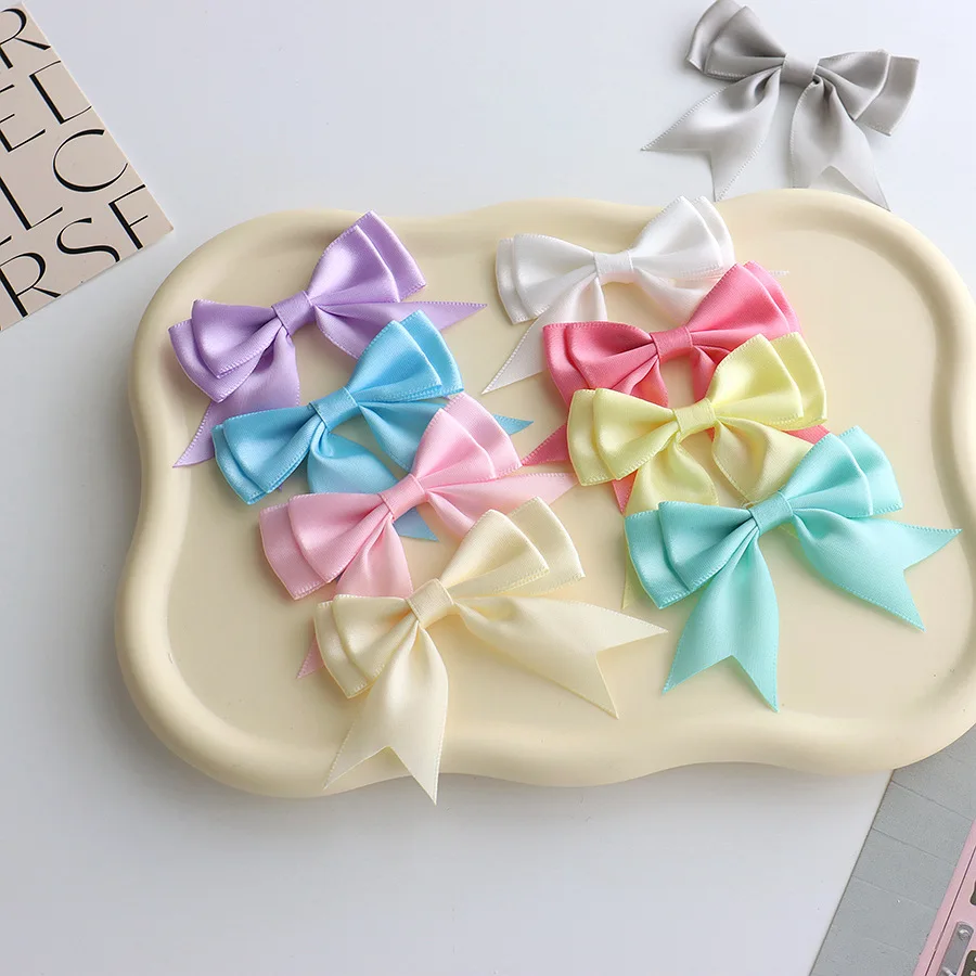 10 Stück/Set Satinband-Schleife Bunte Polyester-Doppelschicht-Schleife für DIY-Nähprojekte, Hochzeitsdekoration, Haarnadeln, Kleidungszubehör – Detail 6