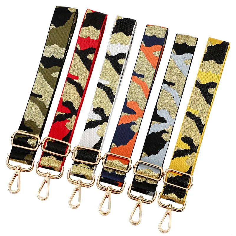 New Camouflage Gold Silk Line Bag Shoulder Strap Adjustable Single Shoulder Crossbody Long Shoulder Strap Purse Handles Supplies