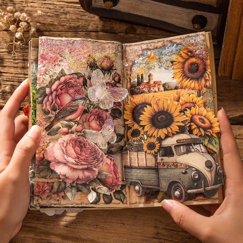 Yoofun 30Sheets  Collage Decor Material Paper Flower Painted Book Pages Vintage Plant Creative DIY Junk Journal Scrapbooking diy