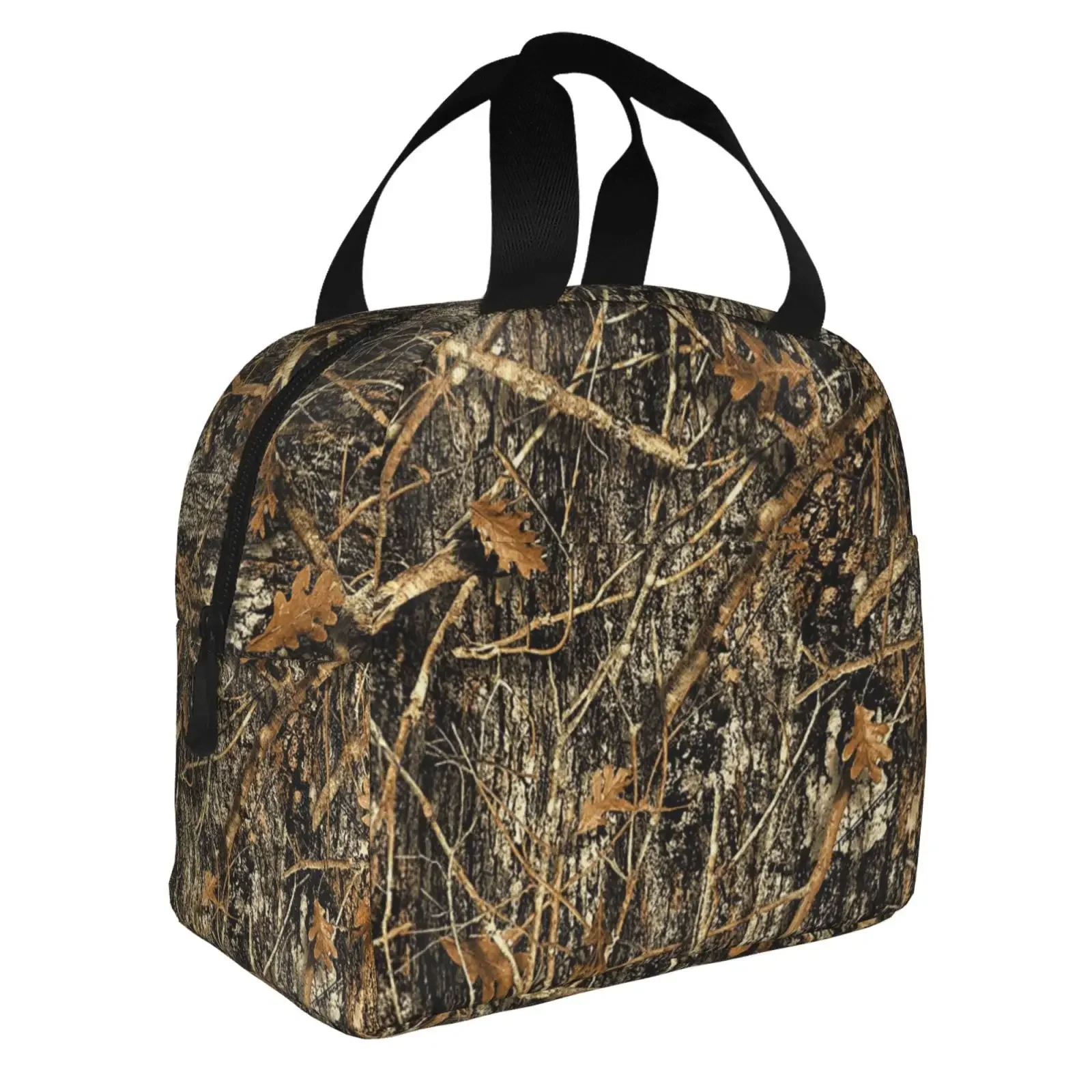 Autumn Camoflauge Printed Lunch Bag For Girls Funny Lunch Box Fun Picnic Cooler Bag Portable Zipper Oxford Thermal Lunch Bags