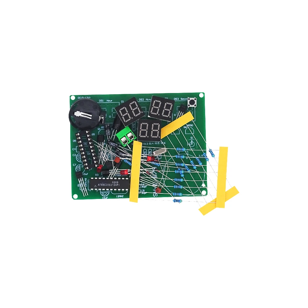 DIY Kits AT89C2051 Electronic Clock Digital Tube LED Display Suite Electronic Module Parts and Components DC 9V-12V