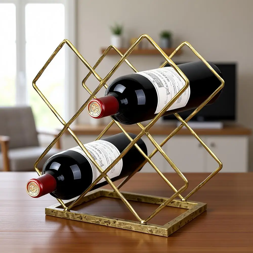 

Металлическая подставка для вина с кованой текстурой, ручной работы, для хранения на столе или барной стойке