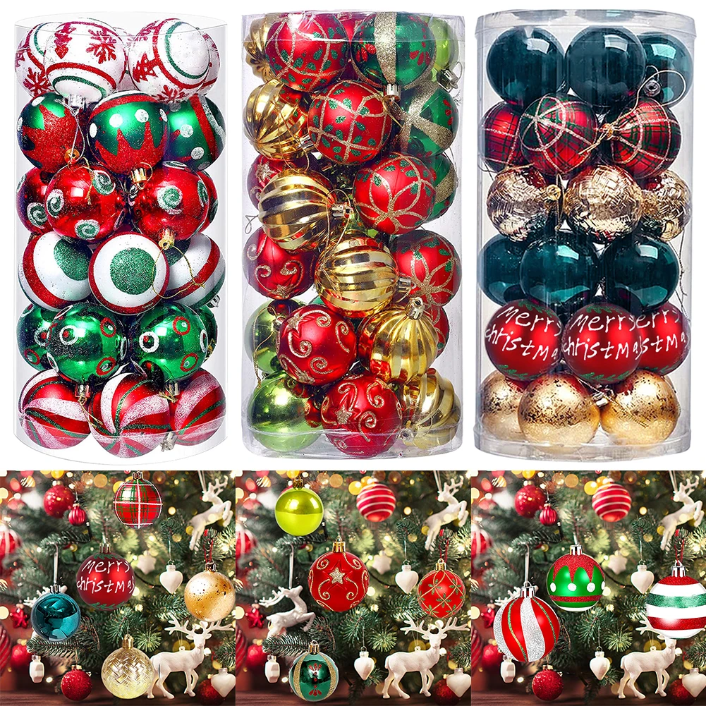 30/44pcs Christmas Xmas Tree Ball Bauble Hanging Home Party Ornament Decor Tree Decoration Balls Party Hanging Pendant Navidad