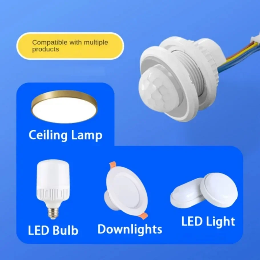 AC85-265V Embedded PIR Motion Sensor Switch Human Infrared Detector 3-8M Sensing Distance for Ceiling Lamp Downlight LED Bulb gallery 3