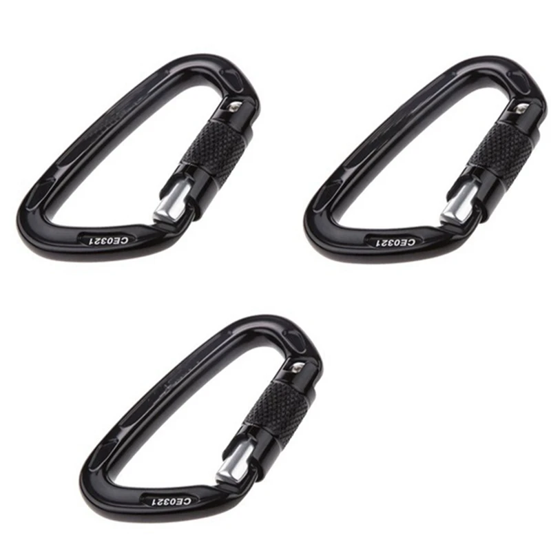 3Pcs 24KN Aluminum Spring Hooks D-Ring Rock Climbing Mountaineering Downhill Tree Guard Multifunctional Spring Hooks