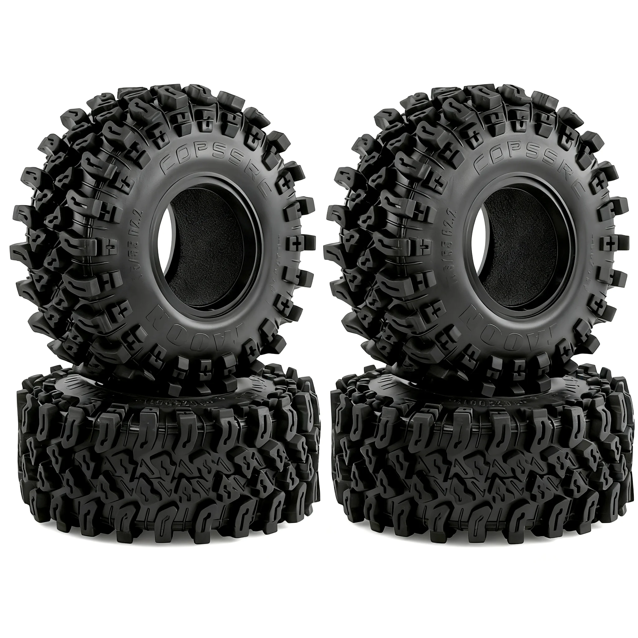 4PCS 2.2 Inch Warlord RC Crawler Tires Super Soft Mud Terrain Tyre With Foam Insert 136mm For 1/10 H8H YK4082 TRX4 SCX10 Wraith