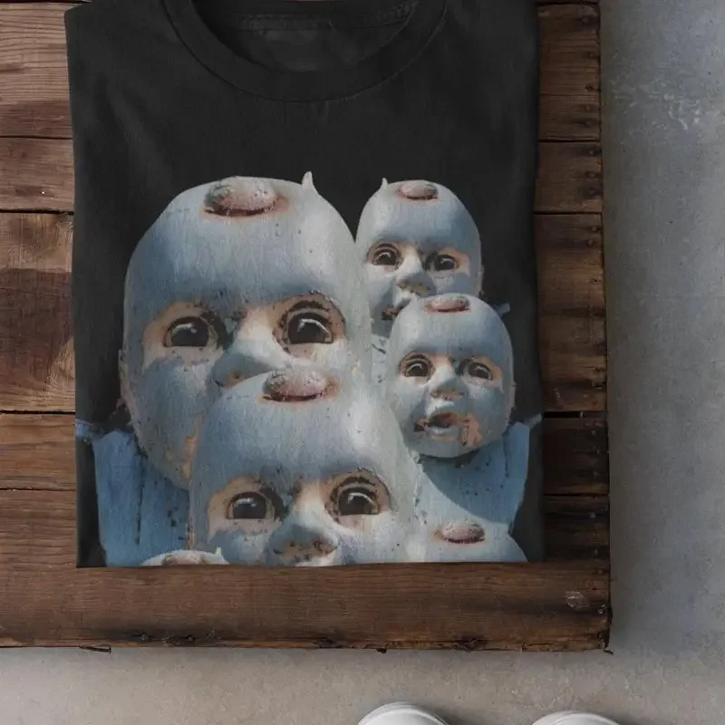 Creepy Vintage Doll Head T Shirt Halloween Every Day Alt Clothing Strange Unique S Weirdcore Art Pastel Goth Horror Top