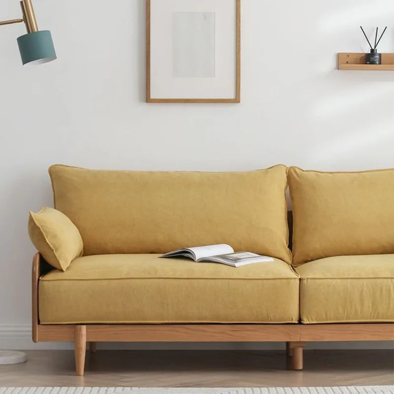 Double sofa cherry wood all solid wood living room modern minimalist