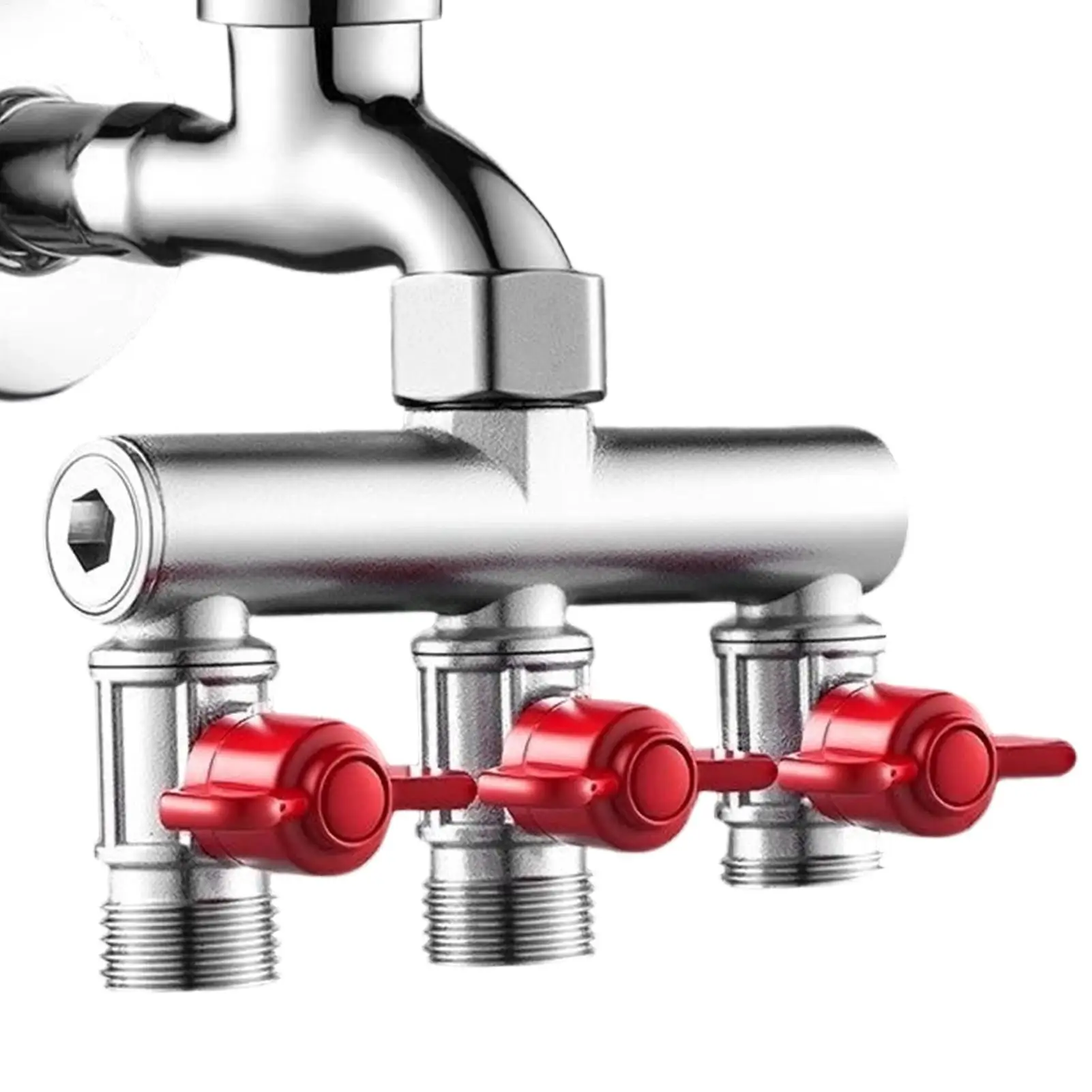 

Garden Water Pipe 3-way Splitter Metal Hose Splitter Adapter 1/2-inch Faucet Angle Valve Connector With Switches Splitter