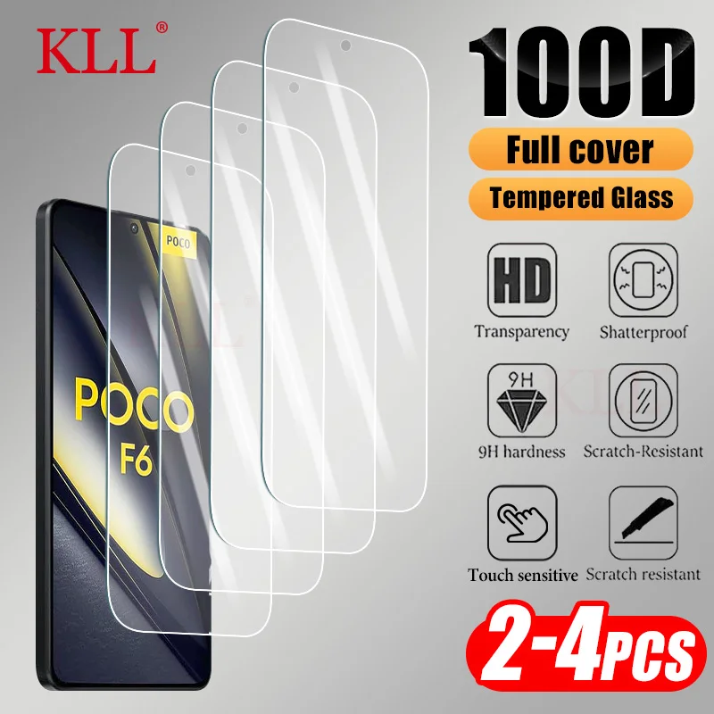 

Защитное стекло, закаленное стекло для Xiaomi Poco F6 Pro F5 F4 F3, 2-4 шт.
