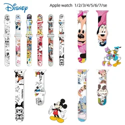 Disney Mickey Mouse Cartoon Strap for Apple Watch Band 42mm 44mm 38mm 40mm Silicone Watchband IWatch 3 5 6 4 7 SE Wristband Cute