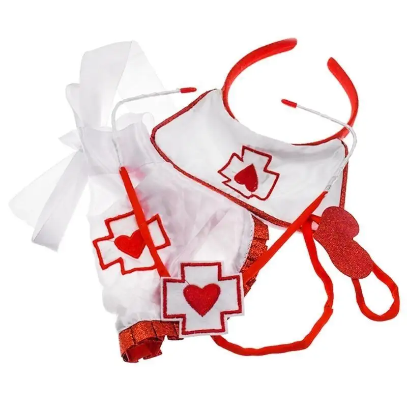 39BD Naughty Nurse Costume Accessories includes Headband, Apron and Stethoscope
