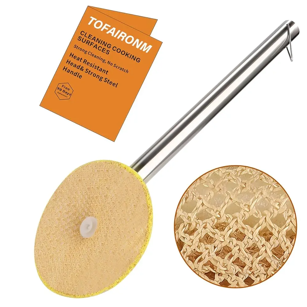 Cepillo de limpieza para cocina con mango, cepillo de limpieza extra fuerte que no raya para wok, hierro fundido, sartenes, rejillas de horno, freidora de aire - St
