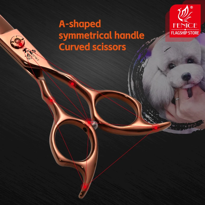 Fenice Pet Grooming Scissors para cães, alta qualidade, Master Series, reto, curvo, mais fino, Chunker Shears, 6.5 