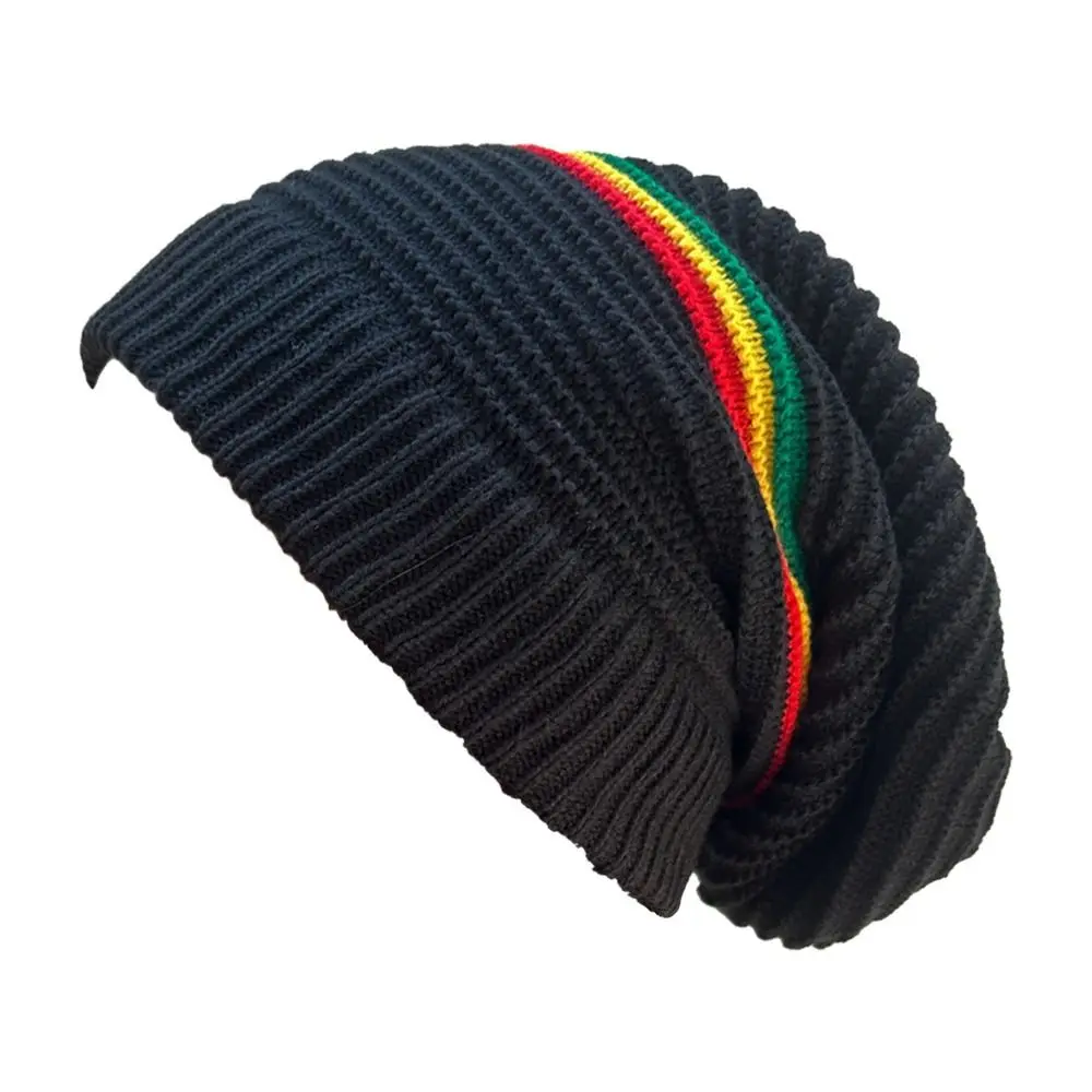 

Beanies Pullover Weaving Reggae Hat Striped Color Casual Wear Jamaica Knitted Hat Comfortable Warm Skull Caps Reggae Lover
