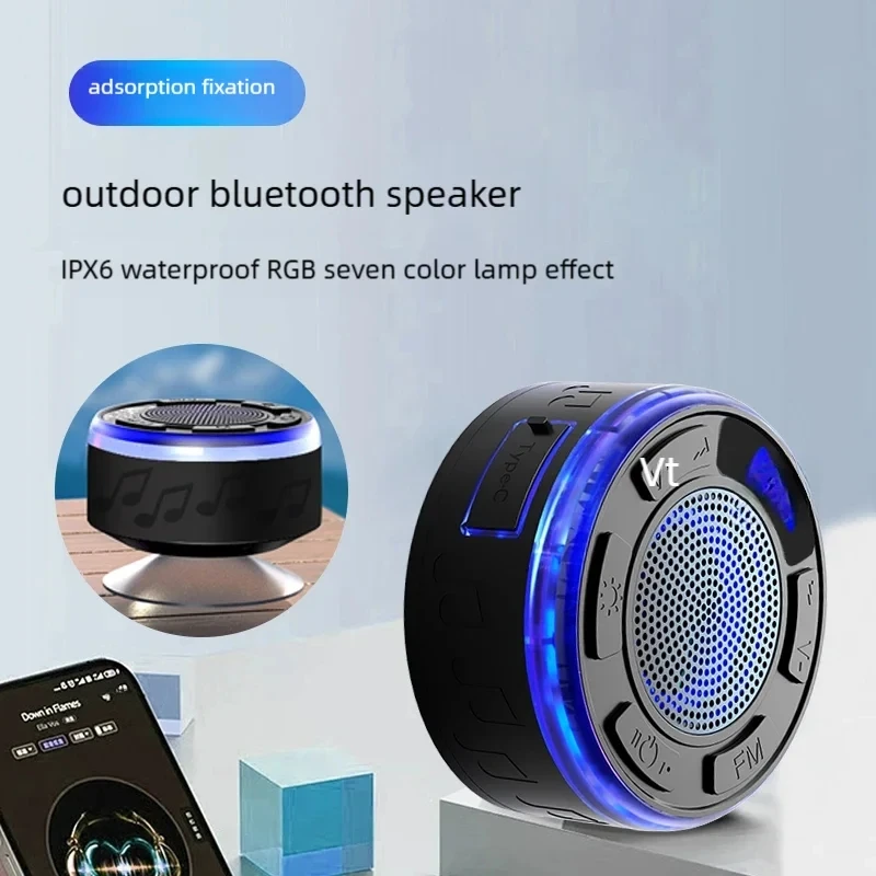 صوت بلوتوث لاسلكي 6 مقاوم للماء، محمول للاستخدام الخارجي، الكل في واحد، جودة صوت عالية، عمر طويل مع ضوء محيطي