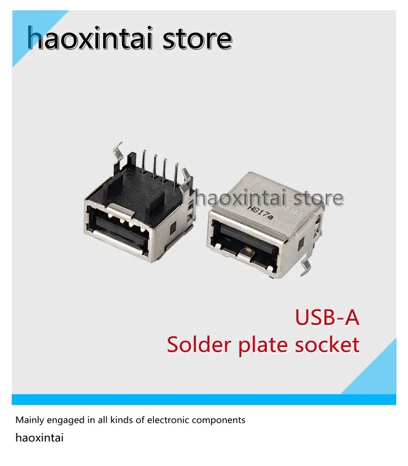 10pcs  USB-A original Foxconn FOXCONN 90 degree welding plate single port USB2.0 socket all-inclusive female seat