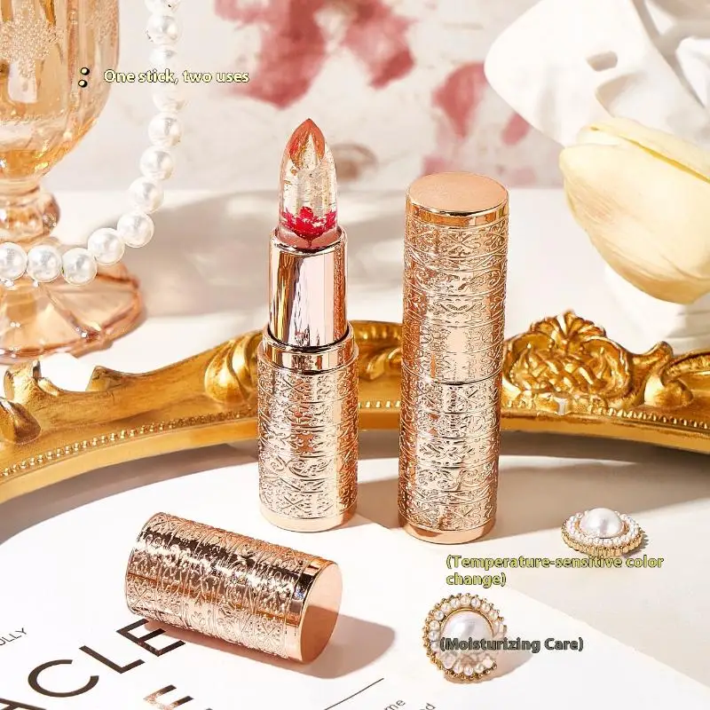 Lápiz labial transparente con forma de flor de gelatina, bálsamo labial hidratante resistente al agua que cambia de Color, maquillaje de flores de larga duración, brillo de labios Sexy