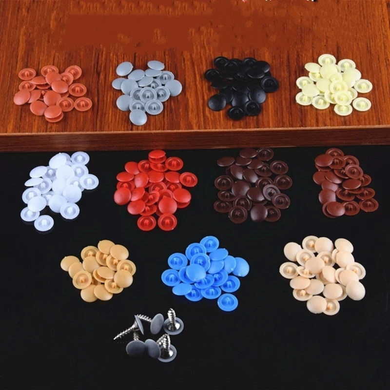 100pc 11mm Screw Caps Plastic Self-Tapping Screw Hole Cap Covers for Flat Phillips Screw Lids Furniture Fittings Screws Decor